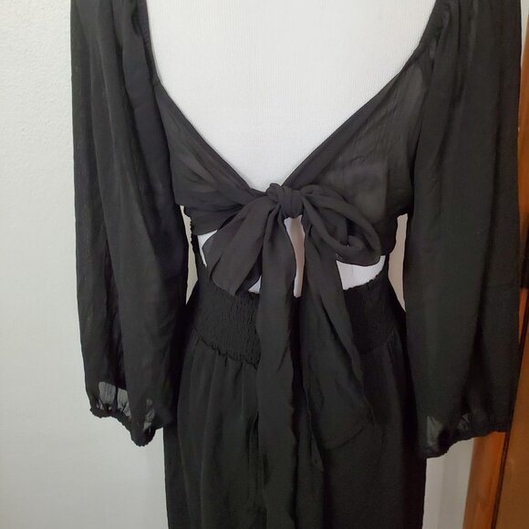 Women's Dokotoo Black Dress Lantern Sleeve Tie Backless 2X Whimsigoth Witchy - Picture 5 of 8